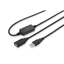 Digitus DA-73100-1 Cable de extensión USB 2.0 activo, 10 m, USB A, USB A, USB 2.0, 0,48 Gbit/s, Negro