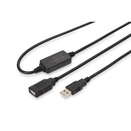 Digitus DA-73100-1 Cable de extensión USB 2.0 activo, 10 m, USB A, USB A, USB 2.0, 0,48 Gbit/s, Negro