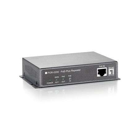 LevelOne POR-0200 Repetidor PoE, Cascade, 802.3at PoE+, Repetidor de red, 200 m, 10/100Base-T(X), IEEE 802.3, IEEE 802.3af,