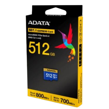 ADATA UD512GEX3L1-C UD512GEX3L1-C, 512 GB, MicroSDXC, UHS-II, 800 MB/s, 700 MB/s, Class 3 (U3)