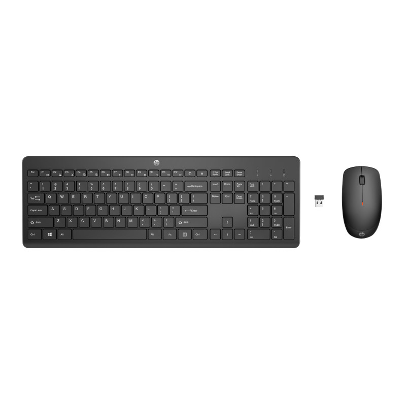 HP 18H24AA Combo de teclado y ratón inalámbricos 230, De tamaño completo, Inalámbrico, RF inalámbrico, Interruptor de