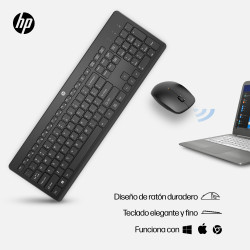 HP 18H24AA Combo de teclado y ratón inalámbricos 230, De tamaño completo, Inalámbrico, RF inalámbrico, Interruptor de 2