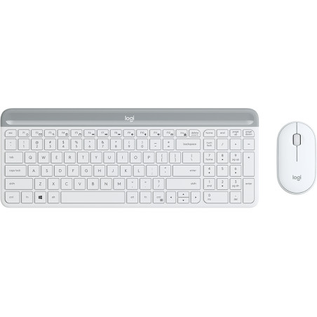 Logitech 920-009205 920-009205, Completo (100%), Inalámbrico, RF inalámbrico, QWERTY, Blanco, Ratón incluido