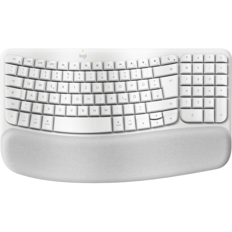 Logitech 920-012404 Wave Keys for Mac, Completo (100%), Inalámbrico, Bluetooth, Interruptor de membrana, QWERTZ, Blanco