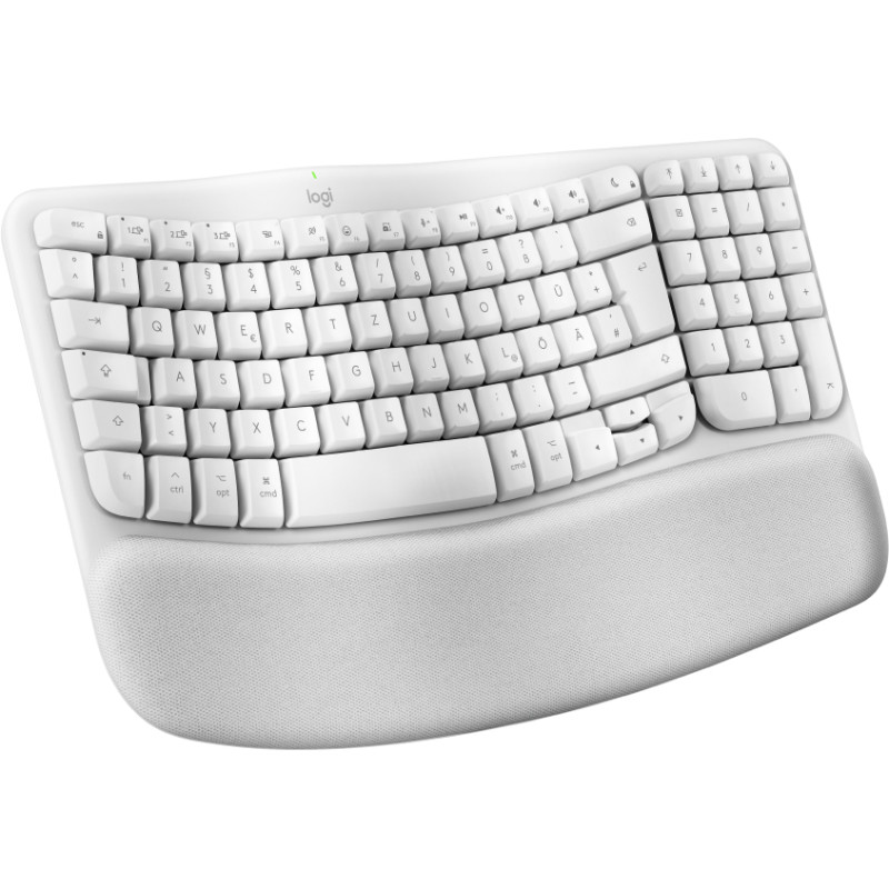 Logitech 920-012404 Wave Keys for Mac, Completo (100%), Inalámbrico, Bluetooth, Interruptor de membrana, QWERTZ, Blanco