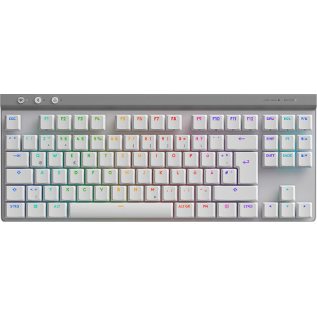Logitech G 920-012543 G515 LIGHTSPEED TKL, Inalámbrico, RF Wireless + Bluetooth, Interruptor mecánico, QWERTZ, LED RGB, Blanco