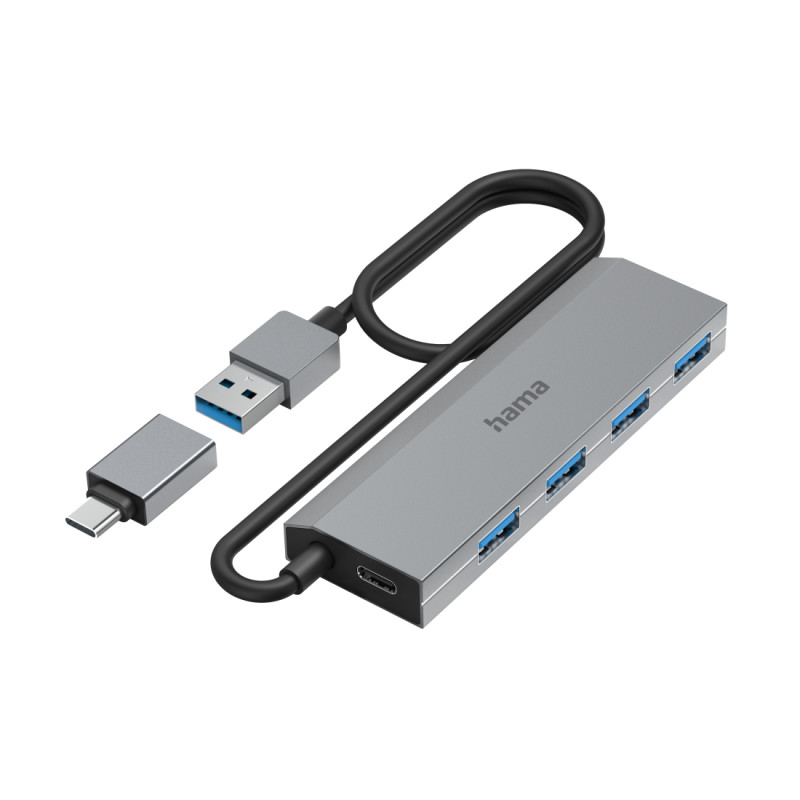 Hama 00200138 00200138, USB 3.2 Gen 1 (3.1 Gen 1) Type-A + Type-C, USB 3.2 Gen 1 (3.1 Gen 1) Type-A, 5000 Mbit/s, Antracita,