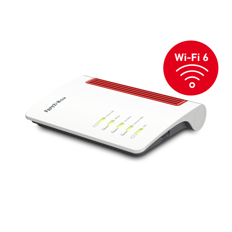 FRITZ! 20002930 Box 7530 AX, Wi-Fi 6 (802.11ax), Doble banda (2,4 GHz / 5 GHz), Ethernet, ADSL, Gris, Rojo, Blanco, Router de