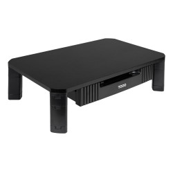 TooQ TQMMPD02 Soporte Elevador Multiusos con Cajón para Monitor/Portátil, Negro, Independiente, 20 kg, Ajustes de altura,