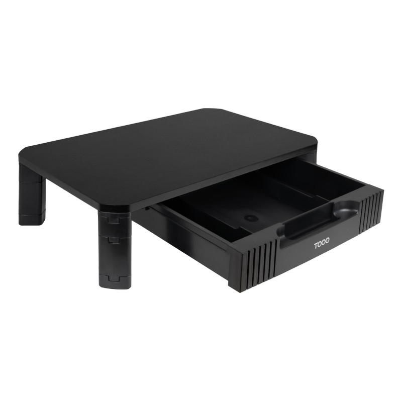 TooQ TQMMPD02 Soporte Elevador Multiusos con Cajón para Monitor/Portátil, Negro, Independiente, 20 kg, Ajustes de altura,