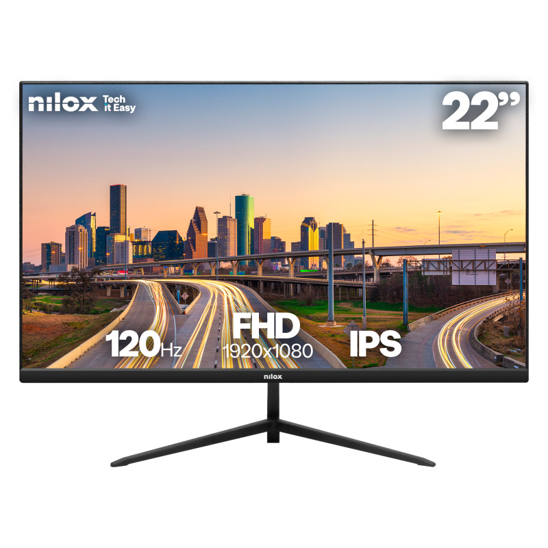 Nilox NXM22FHD1202 MONITOR 22 IPS 120 HZ VGA HDMI, 54,6 cm (21.5"), 1920 x 1080 Pixeles, Full HD, LCD, 4 ms, Negro