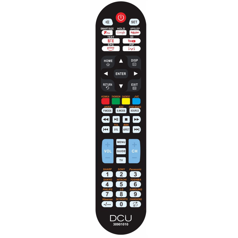 DCU Advance Tecnologic 30901010 30901010, TV, IR inalámbrico, Botones, Negro