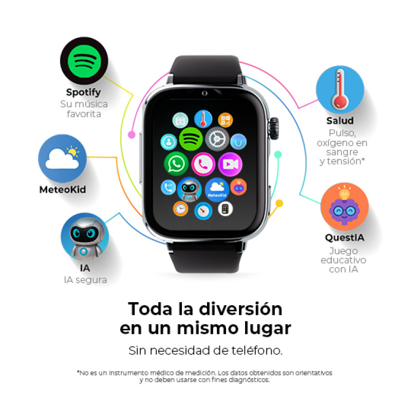 SaveFamily 55949976732031 SaveWatch Plus 2, 4,7 cm (1.85"), AMOLED, Pantalla táctil, 16 GB, GPS (satélite), 55 g