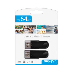 PNY FD64GATT4X2-EF Attaché 4 2.0 64GB, 64 GB, USB tipo A, 2.0, 25 MB/s, Tapa, Negro