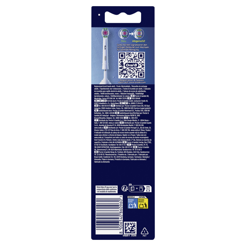 Oral-B 8006540860960 3D White 860960, 4 pieza(s), Blanco, Oral-B, 60 mm, 18 mm, 220 mm