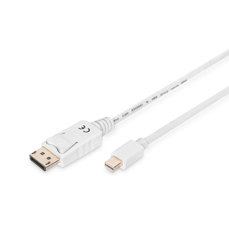 Digitus AK-340102-020-W Cable de conexión DisplayPort, 2 m, Mini DisplayPort, DisplayPort, Macho, Macho, Blanco