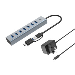 Conceptronic HUBBIES21GP HUBBIES21GP, USB 3.2 Gen 1 (3.1 Gen 1) Type-A, USB 3.2 Gen 1 (3.1 Gen 1) Type-A, 5000 Mbit/s, Gris,