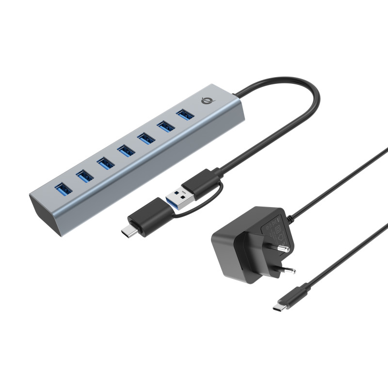 Conceptronic HUBBIES21GP HUBBIES21GP, USB 3.2 Gen 1 (3.1 Gen 1) Type-A, USB 3.2 Gen 1 (3.1 Gen 1) Type-A, 5000 Mbit/s, Gris,