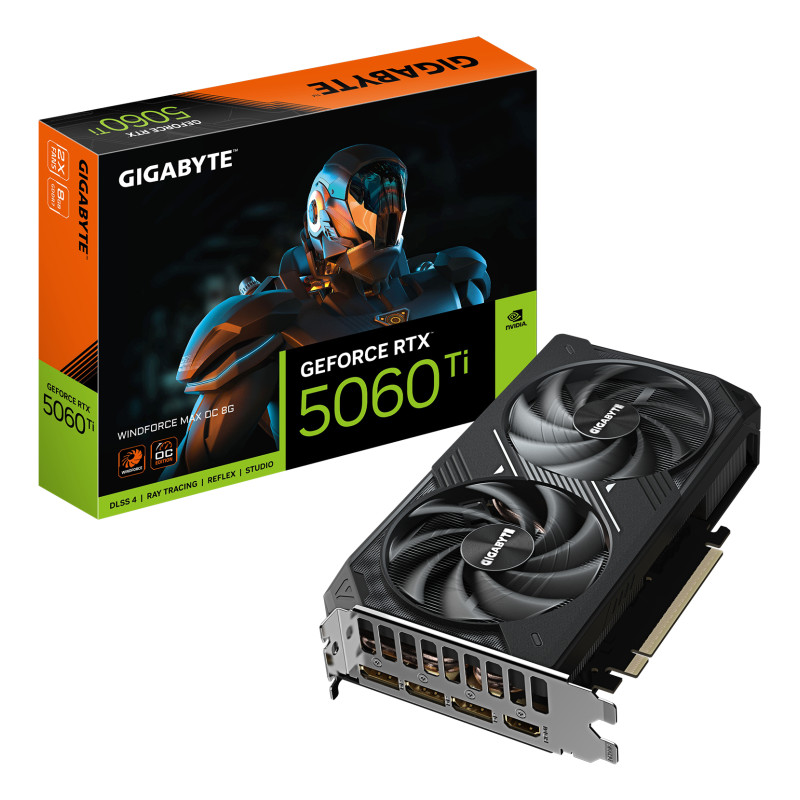 GIGABYTE GV-N506TWF2MAX OC-8GD GeForce RTX 5060 Ti WINDFORCE MAX OC 8G Tarjeta Gráfica – 8 GB GDDR7, 128 bits, PCI-E 5.0,