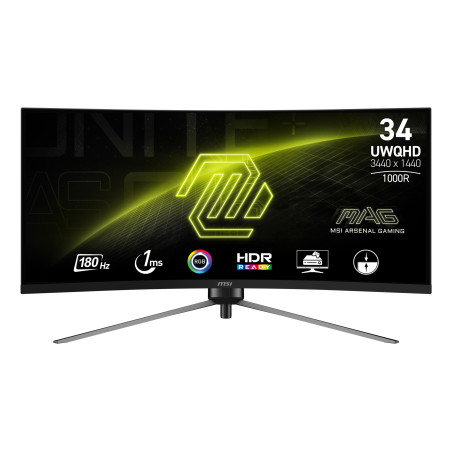 MSI MAG 345CQR MAG 345CQR, 86,4 cm (34"), 3440 x 1440 Pixeles, UltraWide Dual Quad HD, 1 ms, Negro