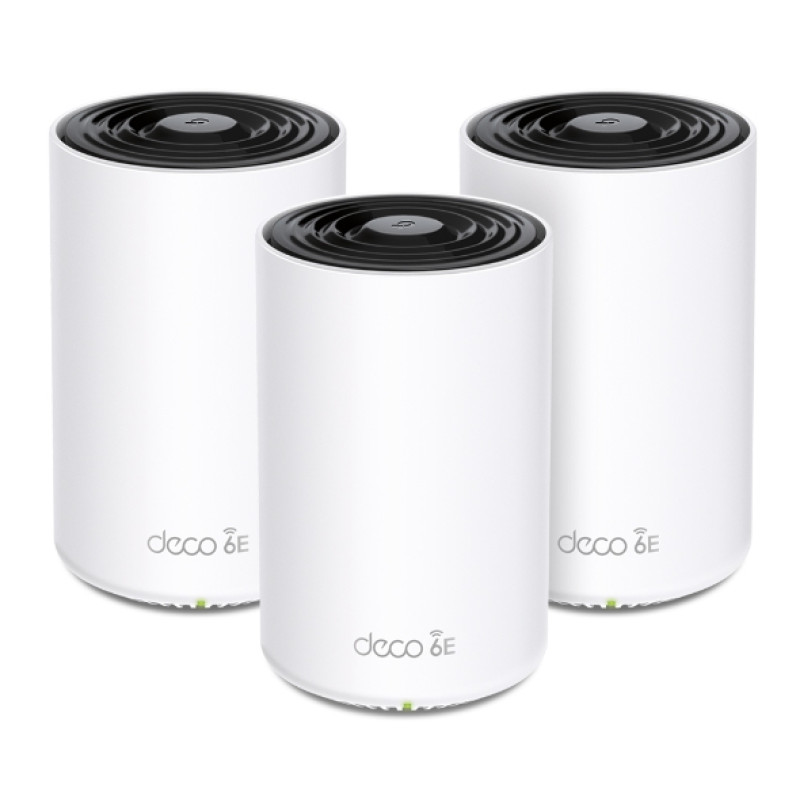 TP-Link DECO XE75(3-PACK) Deco XE75, Blanco, Interno, 670 m², Tribanda (2.4 GHz / 5 GHz / 6 GHz), Wi-Fi 6E (802.11ax),