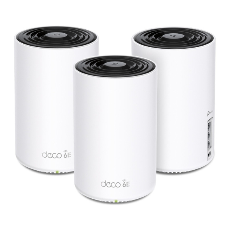 TP-Link DECO XE75(3-PACK) Deco XE75, Blanco, Interno, 670 m², Tribanda (2.4 GHz / 5 GHz / 6 GHz), Wi-Fi 6E (802.11ax),
