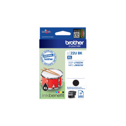Brother LC22UBK LC22UBK, Alto rendimiento (XL), Negro, Tinta a base de pigmentos, 1 pieza(s), 2400 páginas, Pack individual 2