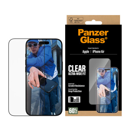 PanzerGlass PG76830 ® Screen Protector iPhone Air | Ultra-Wide Fit w. EasyAligner, Apple, Apple - iPhone Air, Aplicación en