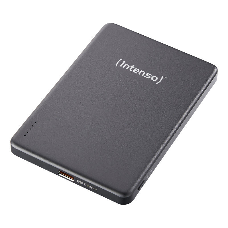 Intenso 7344024 Batería Externa Magnética MW5000 5000 mAh – Compatible con MagSafe, Carga Inalámbrica 15W, USB-C PD 20W,