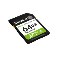 Kingston Technology SDS3/64GB 64 GB SDXC Canvas Select Plus Gen3 100 MB/s C10 UHS-I U1 V10, 64 GB, SD, Clase 10, UHS-I, 100 2