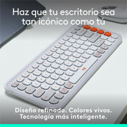 Logitech 920-013069 POP ICON KEYS, Mini, Inalámbrico, Bluetooth, Switch de tecla de tijera, QWERTY, Blanco 2
