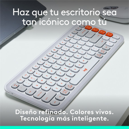 Logitech 920-013069 POP ICON KEYS, Mini, Inalámbrico, Bluetooth, Switch de tecla de tijera, QWERTY, Blanco