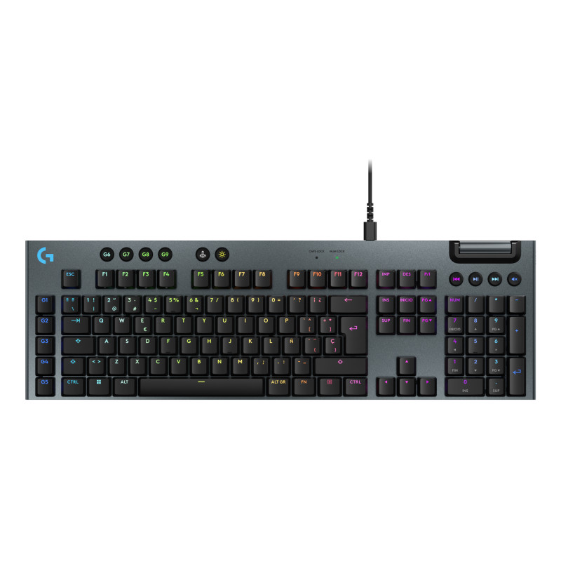 Logitech G 920-012943 Teclado mecánico para gaming con cable de perfil bajo G915 X, teclas de PBT de doble moldeado, teclas