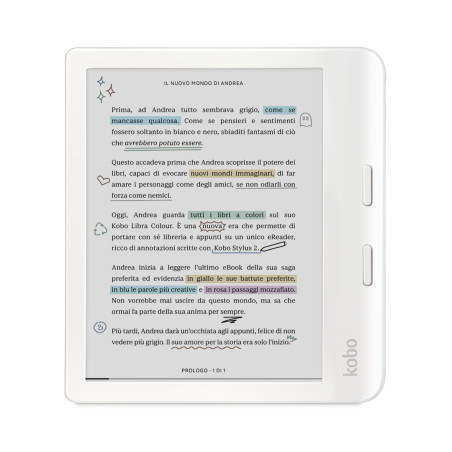 Rakuten Kobo N428-KU-WH-K-CK Libra Colour, 17,8 cm (7"), E Ink Kaleido, 1264 x 1680 Pixeles, EPUB, RTF, EPUB3, MOBI, CBR, PDF,