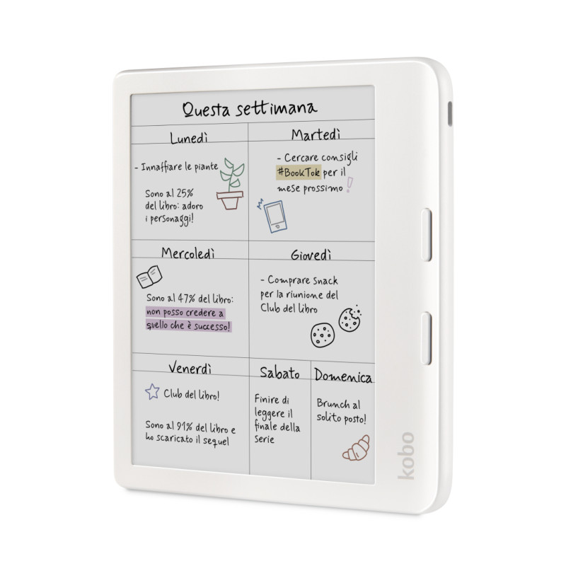 Rakuten Kobo N428-KU-WH-K-CK Libra Colour, 17,8 cm (7"), E Ink Kaleido, 1264 x 1680 Pixeles, EPUB, RTF, EPUB3, MOBI, CBR, PDF,