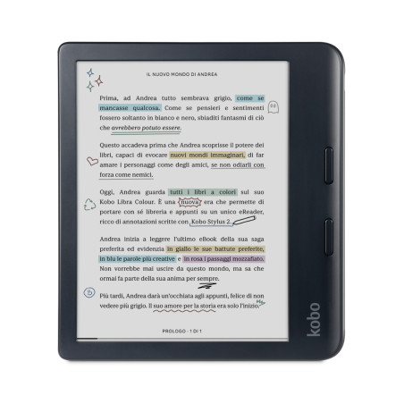 Rakuten Kobo N428-KU-BK-K-CK Libra Colour, 17,8 cm (7"), E Ink Kaleido, 1264 x 1680 Pixeles, EPUB, RTF, EPUB3, MOBI, CBR, PDF,