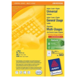 Avery 3652 Multi-Function Labels, Blanco, Papel, Laser, 70 x 42,3, 2100 pieza(s), 100 hojas