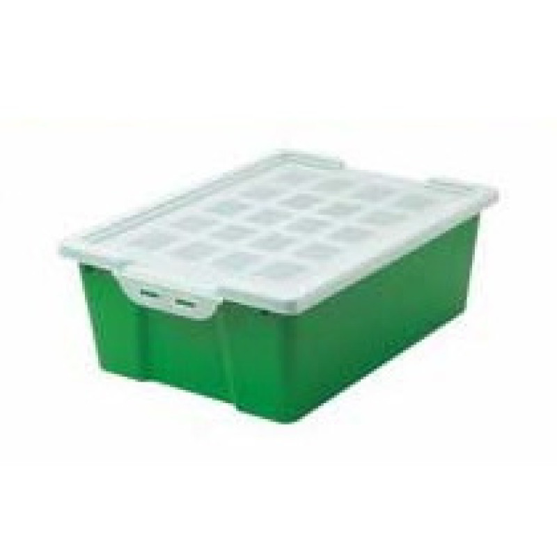 FAIBO 787-04 Caja apilable para almacenaje con tapa, Caja de almacenaje, Verde, Rectangular, Polipropileno (PP), Monocromo,