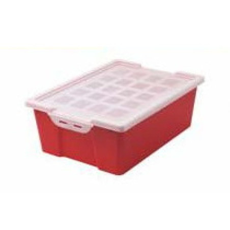 FAIBO 787-03 Caja apilable para almacenaje con tapa, Caja de almacenaje, Rojo, Rectangular, Polipropileno (PP), Monocromo,