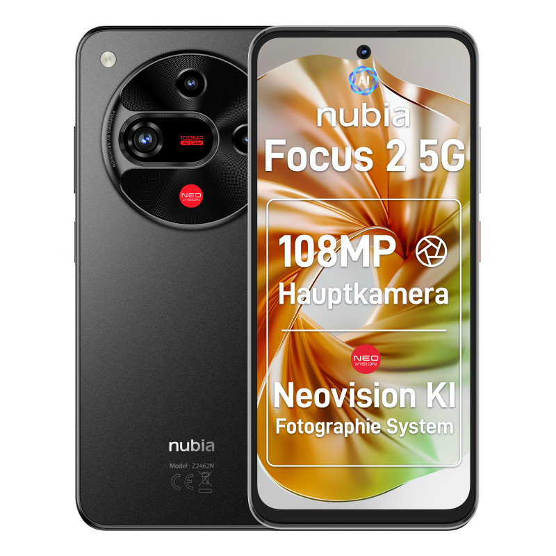 Nubia 123446501006 Focus 2 5G, 17 cm (6.7"), 1600 x 720 Pixeles, 8 GB, 256 GB, 108 MP, Negro