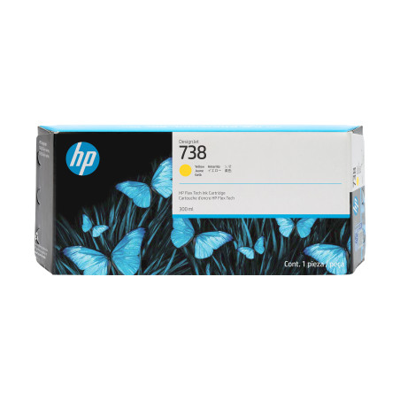 HP 676M8A Cartucho de tinta amarilla DesignJet 738 de 300 ml, Impresoras HP DesignJet T850, T950, Inyección de tinta térmica,