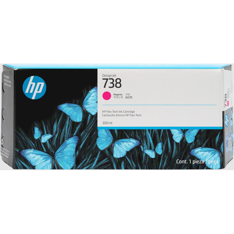 HP 676M7A Cartucho de tinta magenta DesignJet 738 de 300 ml, Impresoras HP DesignJet T850, T950, Inyección de tinta térmica,