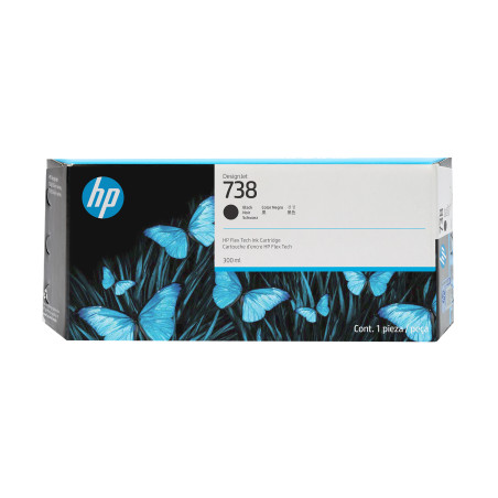 HP 498N8A Cartucho de tinta negra DesignJet 738 de 300 ml, Impresoras HP DesignJet T850, T950, Inyección de tinta térmica,