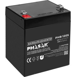 Phasak PHB 1205 Batería 12V 5Ah - PHB 1205, 12 V, 5 Ah, 1 pieza(s), Negro, 20 h, 108 A 2