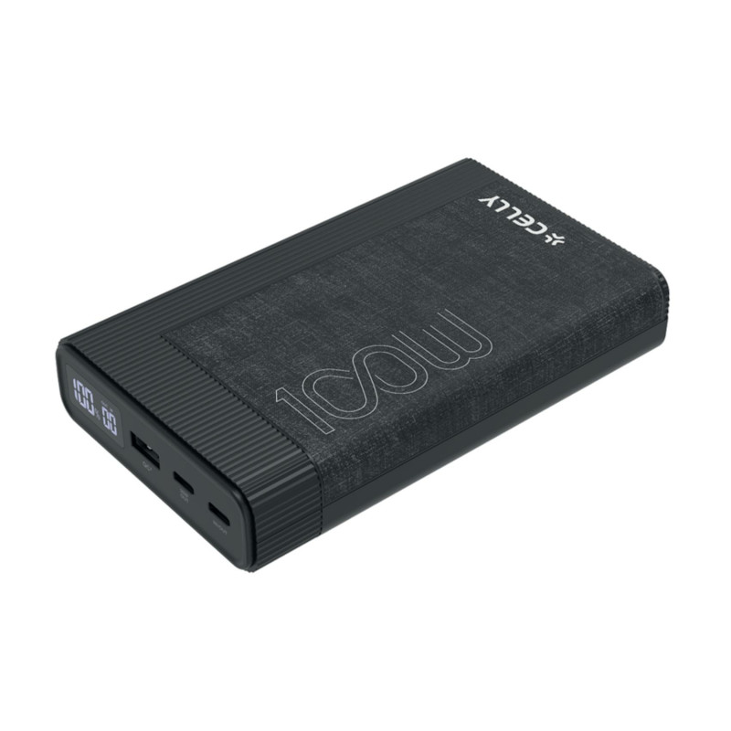 Celly PBPD100W20000BK Power Bank PD 100W 20000 mAh [PRO POWER], 20000 mAh, Negro