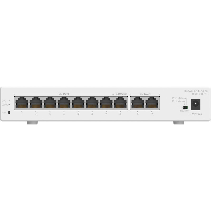 HUAWEI eKit 98012180 S380 Series S380-S8P2T, Gestionado, Gigabit Ethernet (10/100/1000), Energía sobre Ethernet (PoE), Montaje