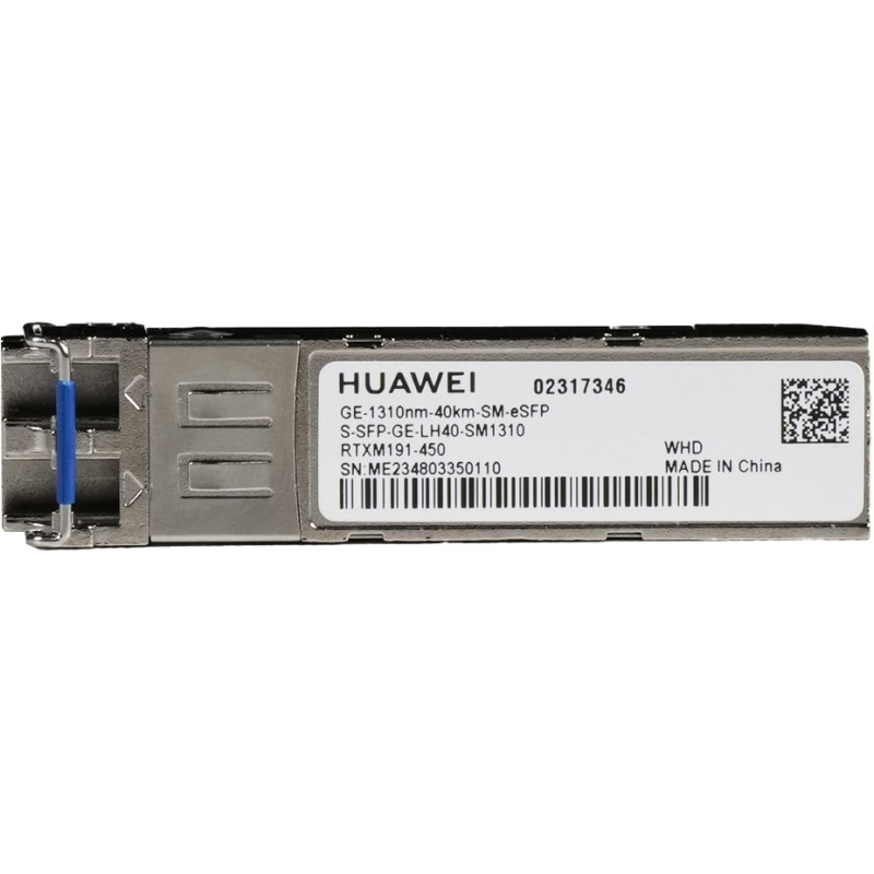 HUAWEI eKit 02317346 S-SFP-GE-LH40-SM1310, Fibra óptica, 1000 Mbit/s, LC, 40000 m, 1310 nm, Metálico
