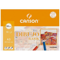 Canson C200403159 Dibujo Basik, Arte de papel, 130 g/m², 10 hojas