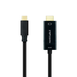 Nanocable 10.15.5132 Cable Conversor USB-C a HDMI 1.4 4K@30HZ 1.8 m, Negro, 1,8 m, USB Tipo C, HDMI tipo A (Estándar), Macho, 2