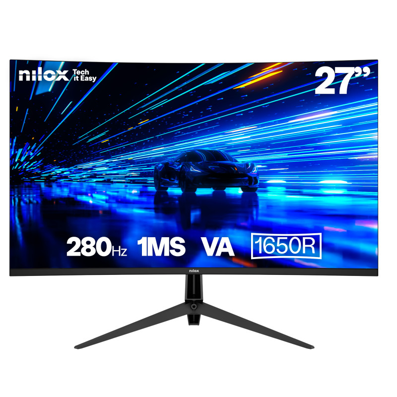 Nilox NXM27CV28001 NXM27CV28001, 68,6 cm (27"), 1920 x 1080 Pixeles, Full HD, LED, 1 ms, Negro